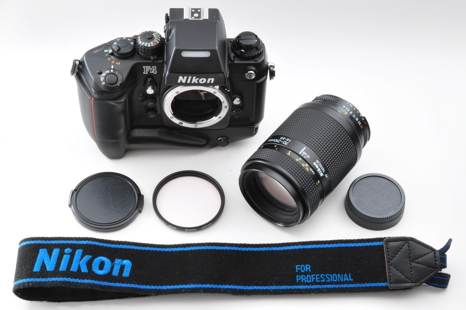 Nikon F4S MB-21 35mm Film Camera AF 70-210mm F/4-5.6 NO LEAK Near Mint Japan