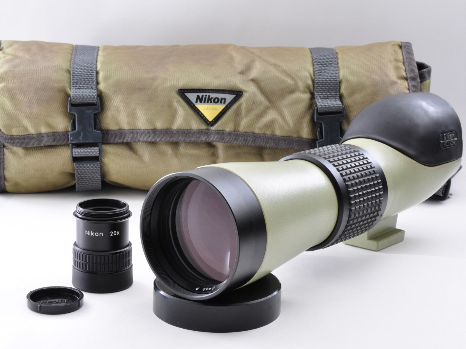 Nikon Fieldscope II D=60 P20x Eyepiece w/Caps,Case Near Mint From Japan y0060