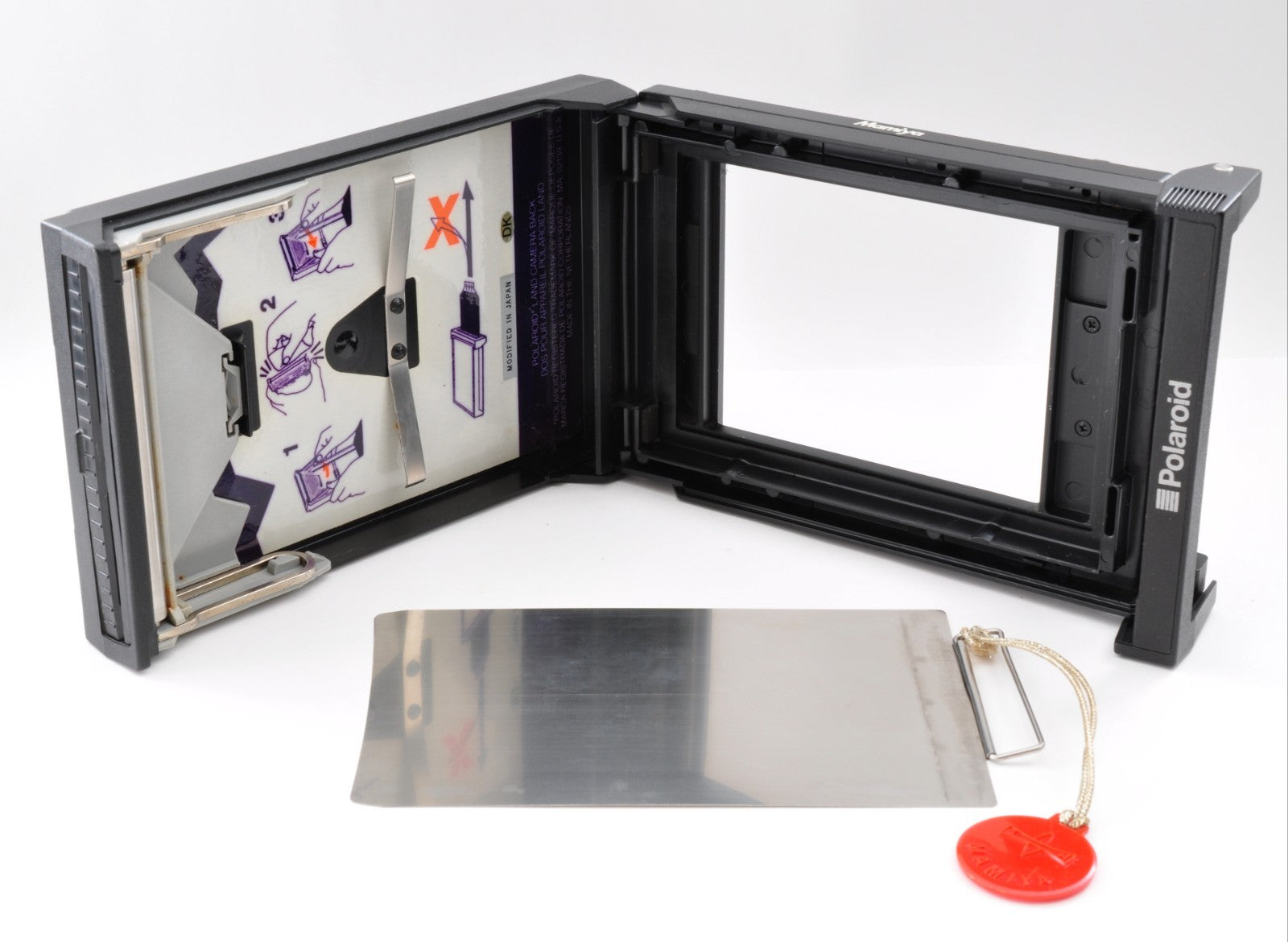 Mamiya Press Universal Polaroid Back Holder Model3 w/Box,Mask,Manual Japan 0274
