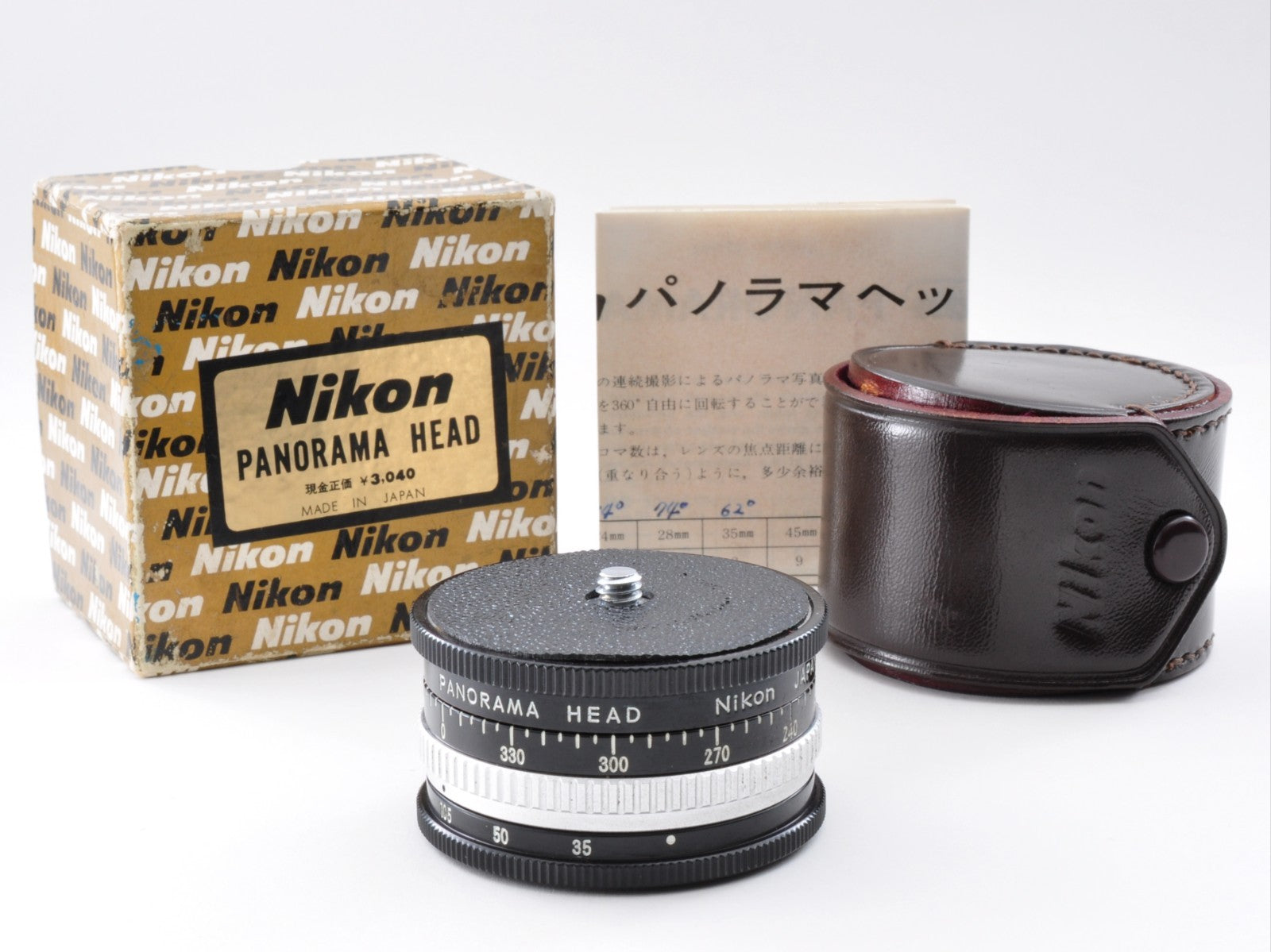 Nikon Panorama Head w/Leather Case,Box Excellent+++ From Japan y0114