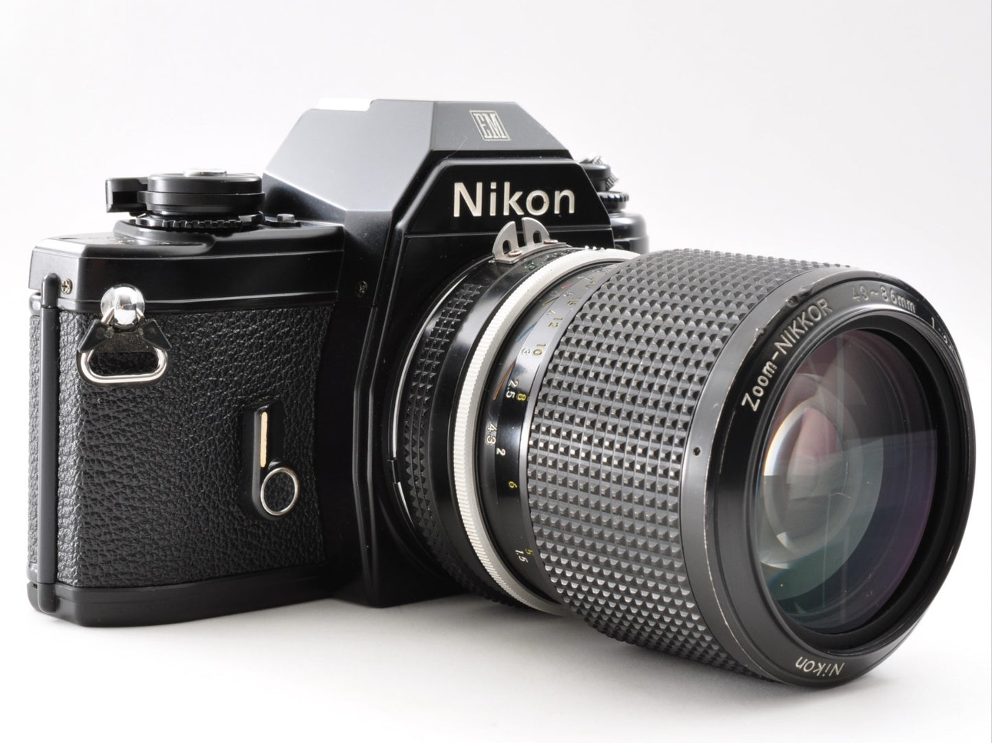 Nikon EM 35mm SLR Film Camera Black Body Zoom NIKKOR Ai 43-86mm F/3.5 From Japan