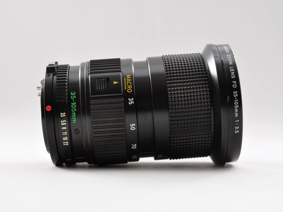 Canon New FD NFD 35-105mm f/3.5 MF Zoom Macro Lens w/Hood Near Mint From Japan 0326